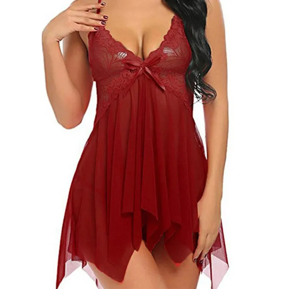 Women Sexy Nightwear See Through Plus Size S-XXXL Lace Nightgown Sleepwear Dress G-String Sexi Lingerie Robe Dropshipping - Image 12