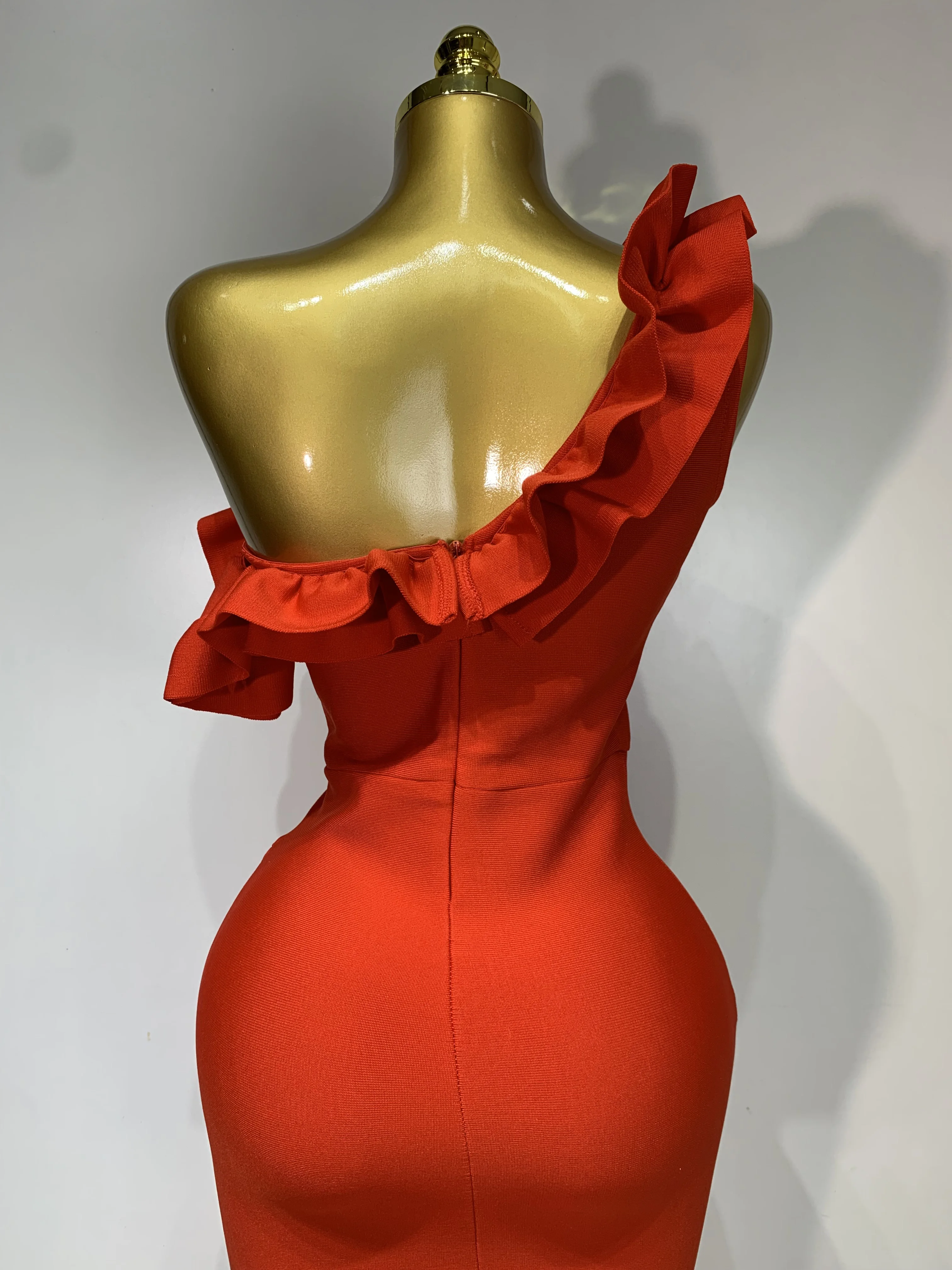 Women Sexy Off Shoulder Ruffles Midi Bodycon Bandage Dress 2025 Knitted Celebrity Elegant Evening Luxury Club Party Dresses - Image 6