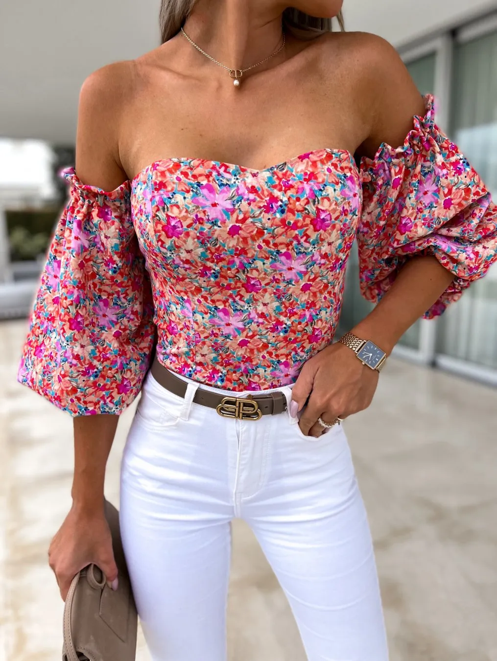 Women Sexy Top Summer Off Shoulder Floral Blouses Women 2022 Boho Casual Backless Blouse Female Holiday Slash Neck Tops Clothing - Image 11