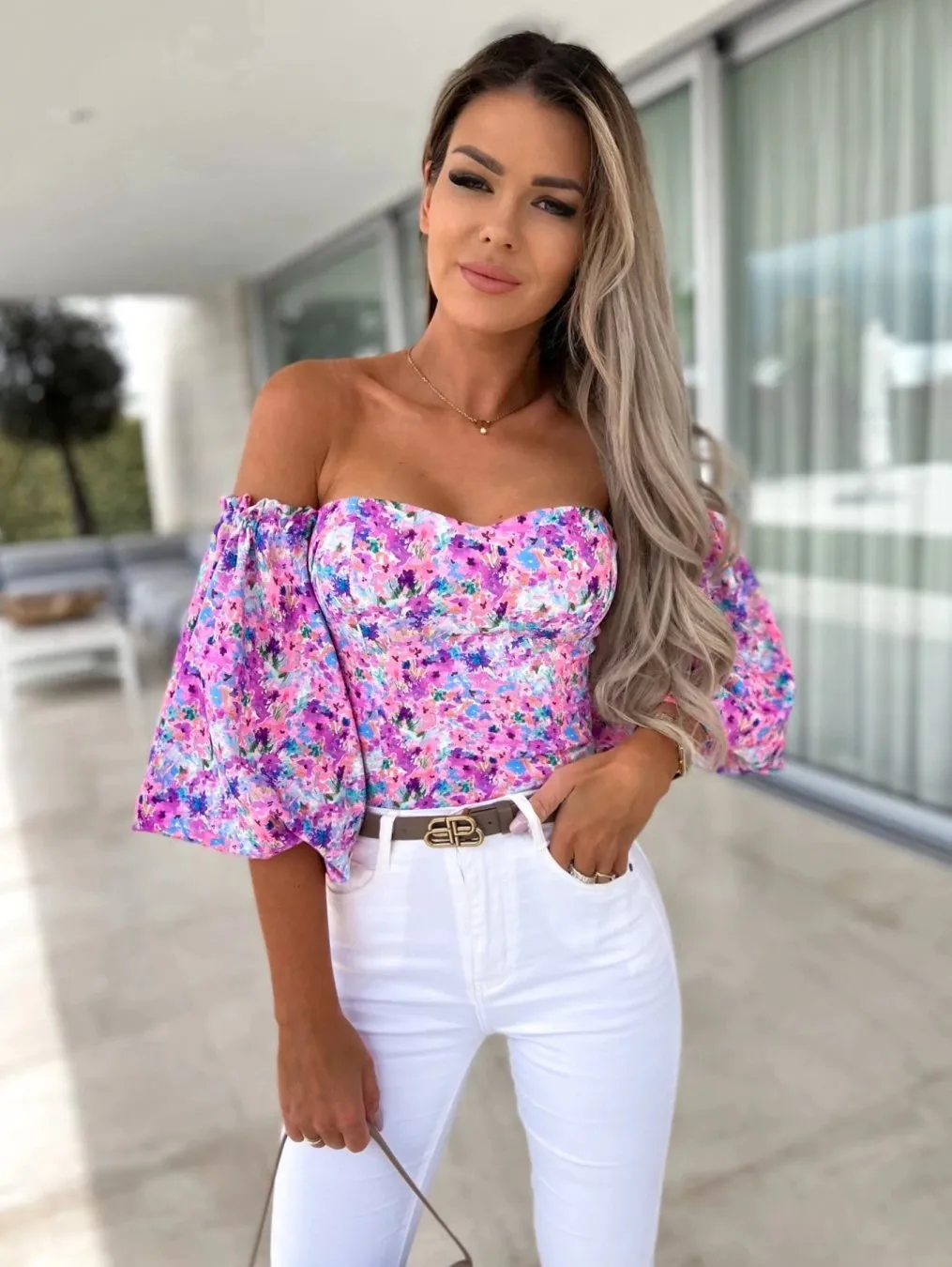 Women Sexy Top Summer Off Shoulder Floral Blouses Women 2022 Boho Casual Backless Blouse Female Holiday Slash Neck Tops Clothing - Image 4