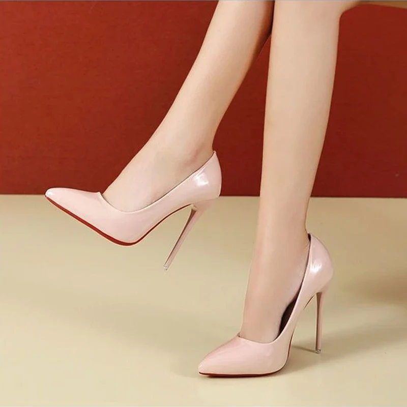 Women Shoes Pumps Office Lady Shoes Solid PU Pointed Head 12cm Super High Heel Thin Heels Party Sexy Strap Stiletto Women Heels - Image 10
