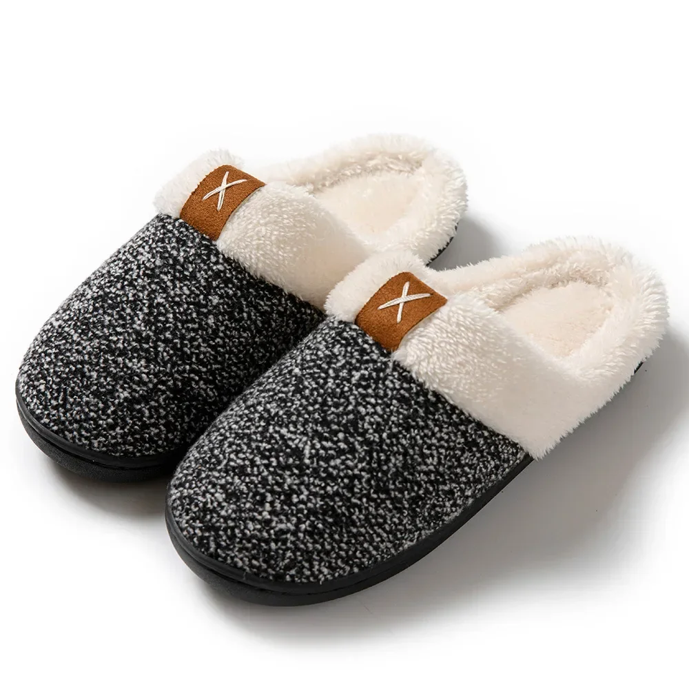 Women Simple Wool Slippers 2024 Winter Soft Warm Plush Non Slip Thick Sole Slippers Comfortable Home Cotten Shoes New Year Gift - Image 7