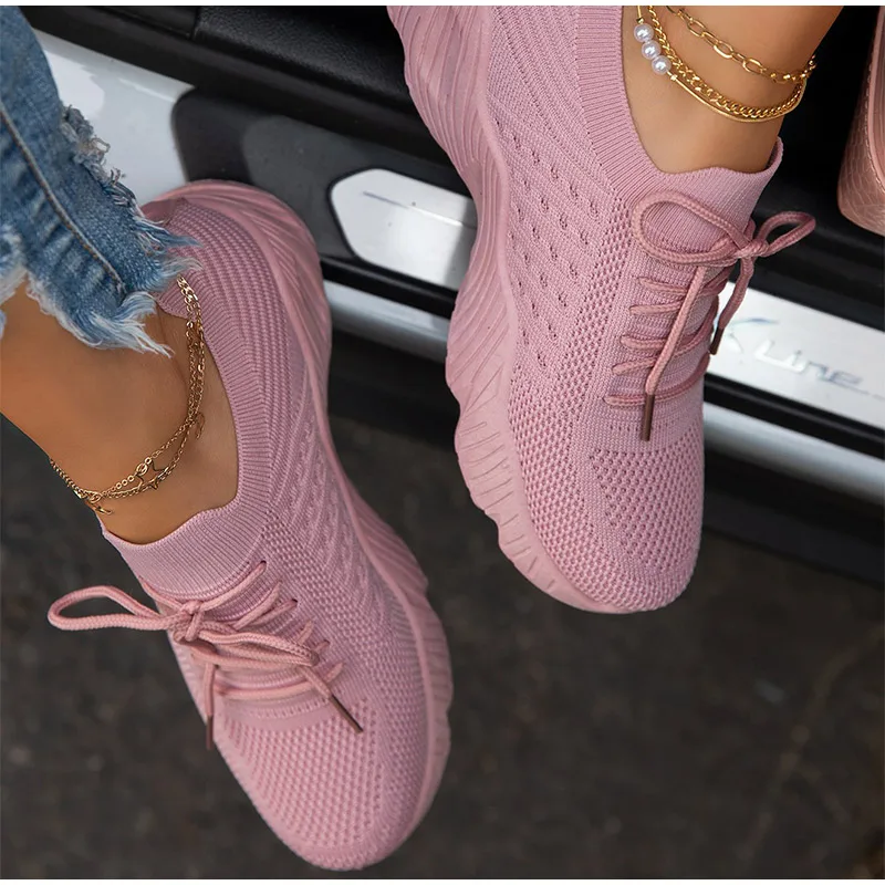 Women Sneakers Breathable Casual Women Sports Shoes Lace Up Ladies Flats Female Summer Vulcanized Running Zapatillas De Mujer - Image 4