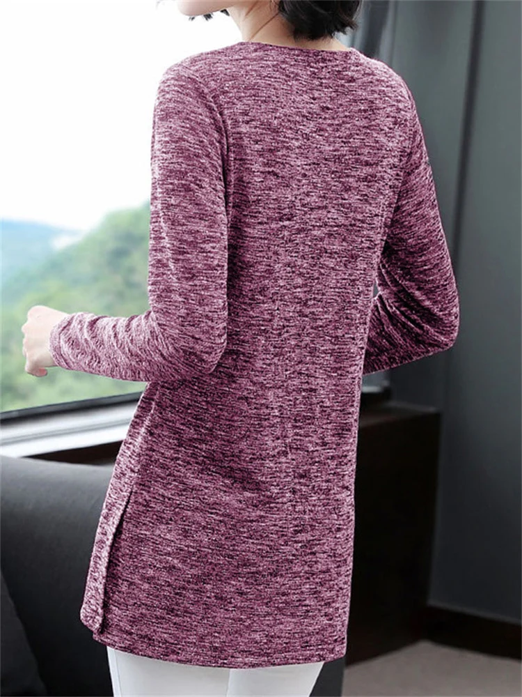 Women Spring Summer Style T-Shirts Tops Lady Casual Long Sleeve O-Neck Gray Tees Shirts DF3026 - Image 4
