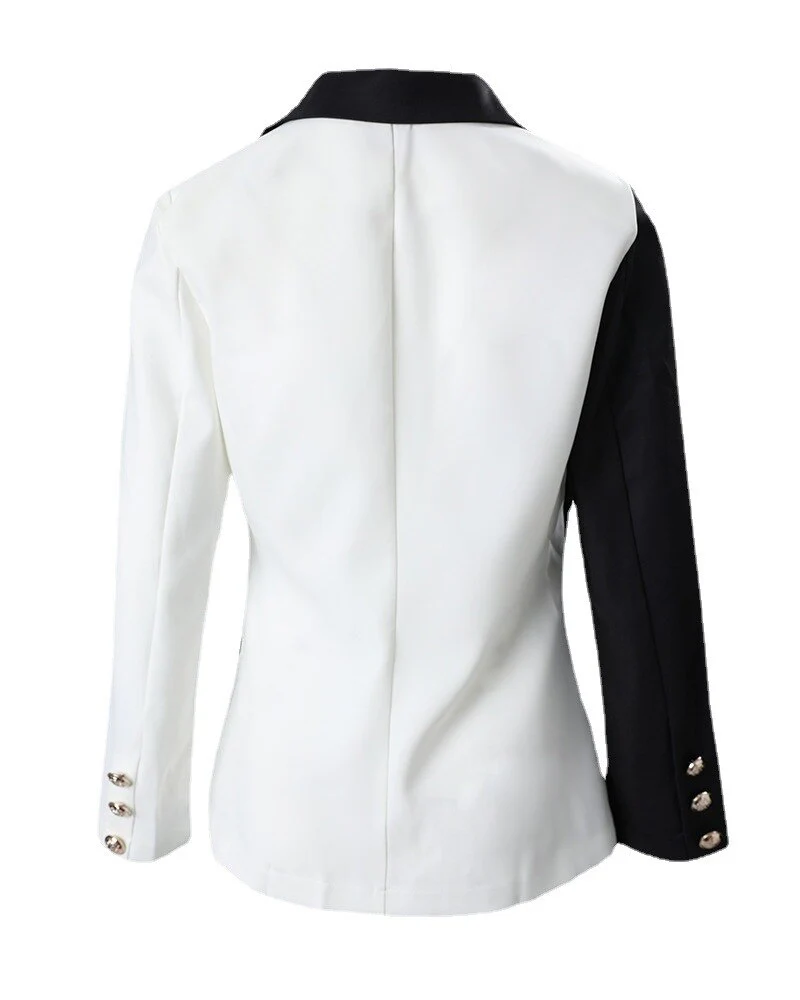 Sexy Women Suit Jacket Fashion Casual Color Print Lapel Long Sleeve Face Contrast Double-breasted - Image 19