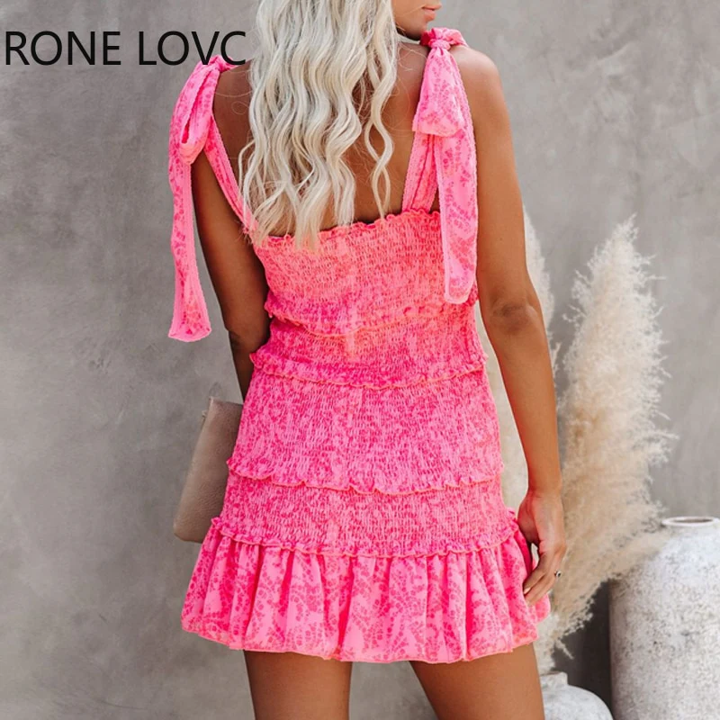 Women Tiered Ruffle Ruched Cami Dress Casual Dress Elegant Fashion Chic Dress - Image 3