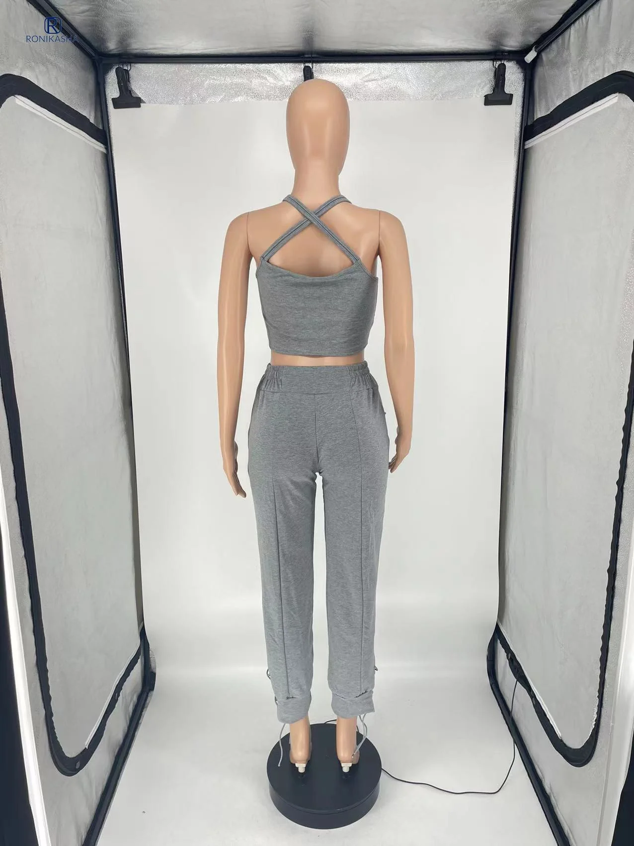 Women Tracksuit Two Piece Set Solid Tank Top + Long Pants Pocket Jogger Set Casual Matching Sporty Suit - Image 13