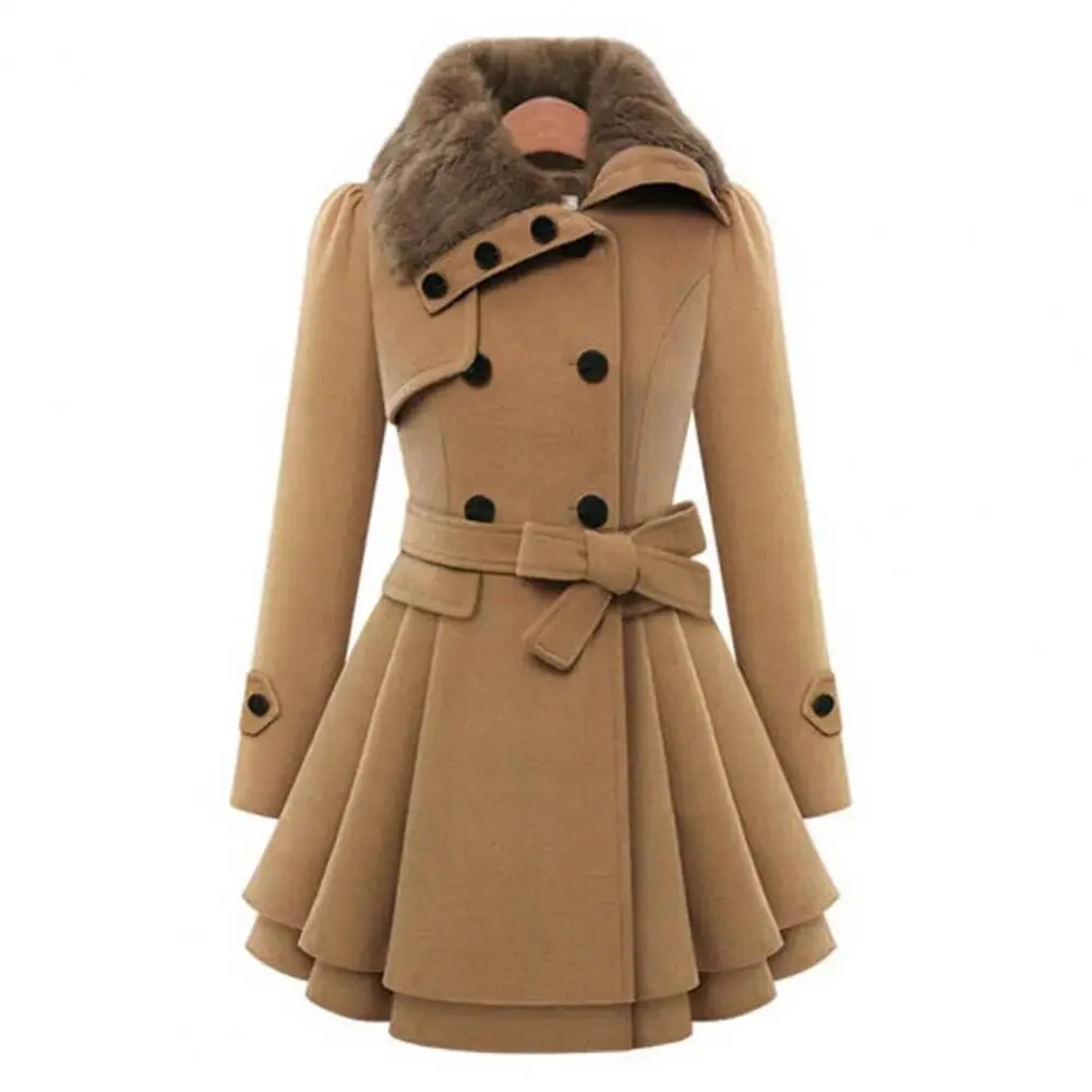 Women Trench Coat Autumn Winter Women Overcoat Streetwear A-line Hem  Stylish Korean Style Slim Lapel Overcoat - Image 11