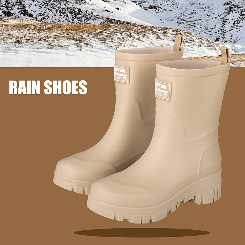 Women Waterproof Boots New Style Elastic Mouth Ankle Boots Mid Top Rain Shoes Non Slip Outdoor Indoor Chelsea Water Boot Woman - Image 12