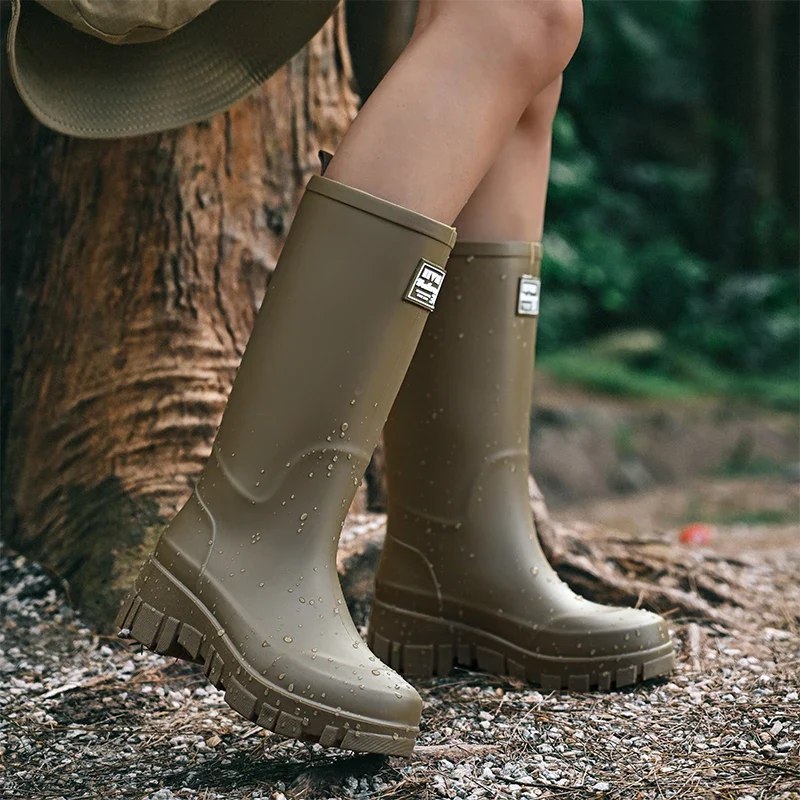 Women Waterproof Boots New Style Elastic Mouth Ankle Boots Mid Top Rain Shoes Non Slip Outdoor Indoor Chelsea Water Boot Woman - Image 2