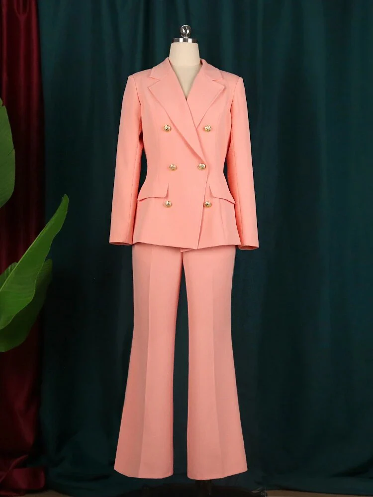 Women White Formal Business Blazer Suit Sets Elagant 6 Buttons Jacket Knee Length Skirts Wide Leg Pants Suits Casual Office Work - Image 4