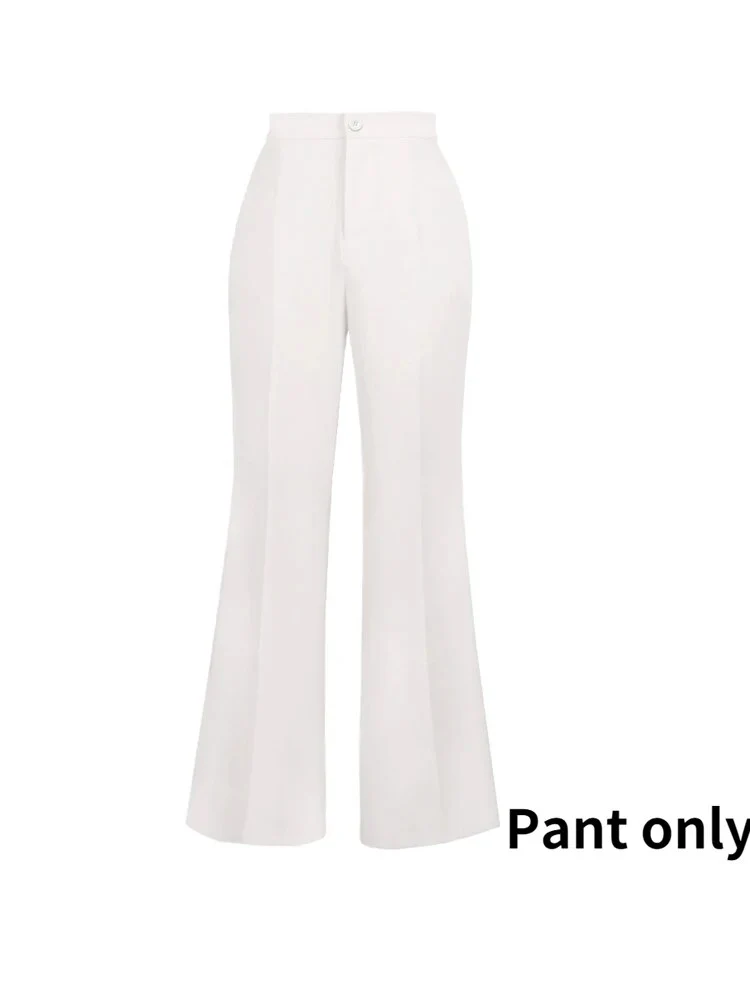 Women White Formal Business Blazer Suit Sets Elagant 6 Buttons Jacket Knee Length Skirts Wide Leg Pants Suits Casual Office Work - Image 9