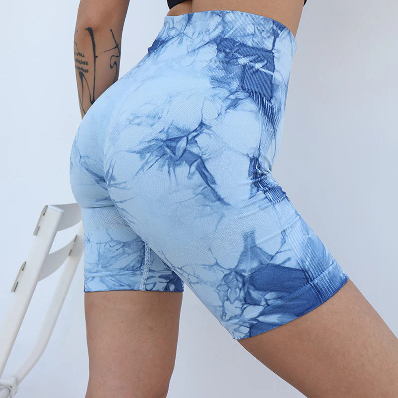 Women workout Scrunch Butt Athletic Gym Fitness High Waist Tie Dye Running Shorts - Image 11