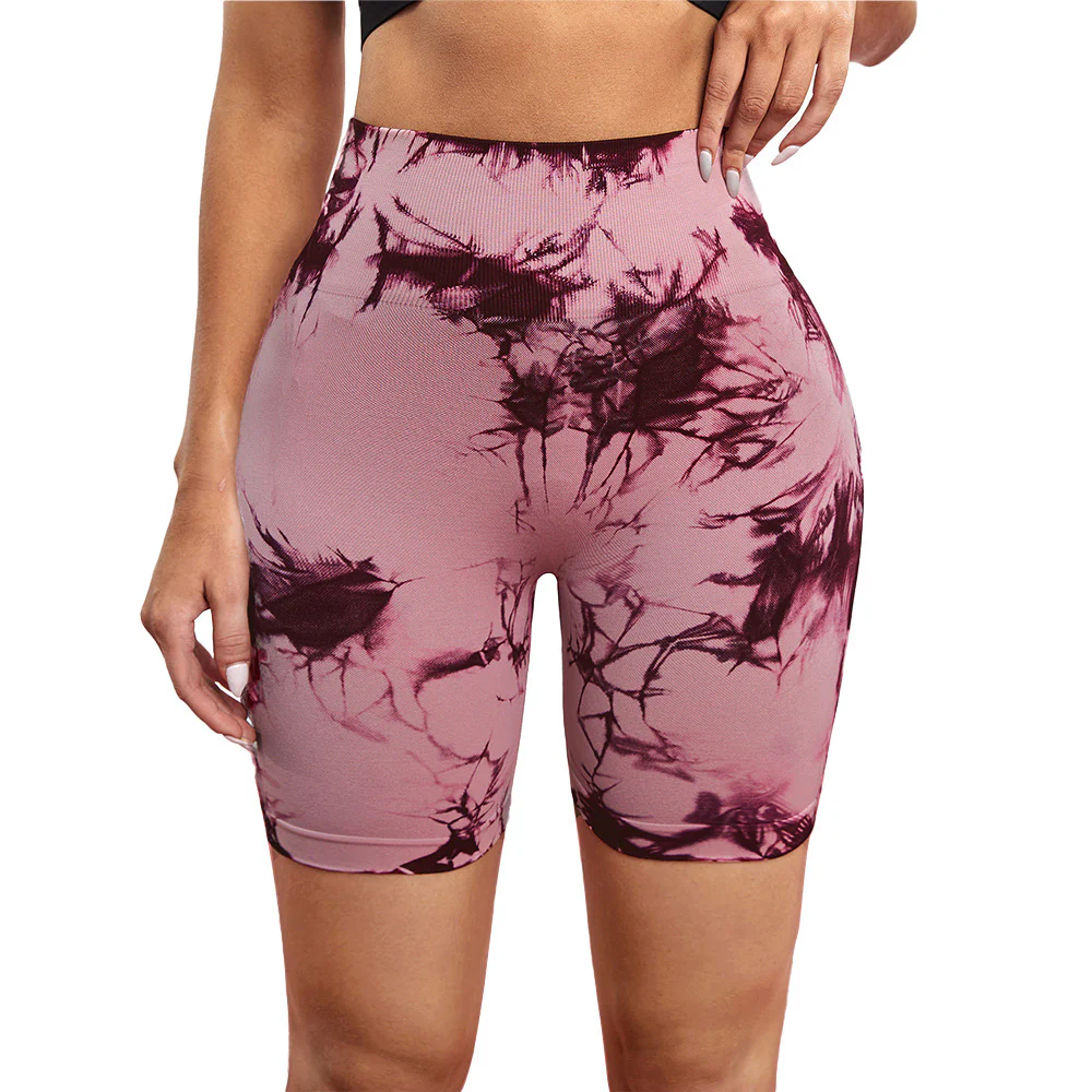 Women workout Scrunch Butt Athletic Gym Fitness High Waist Tie Dye Running Shorts - Image 27