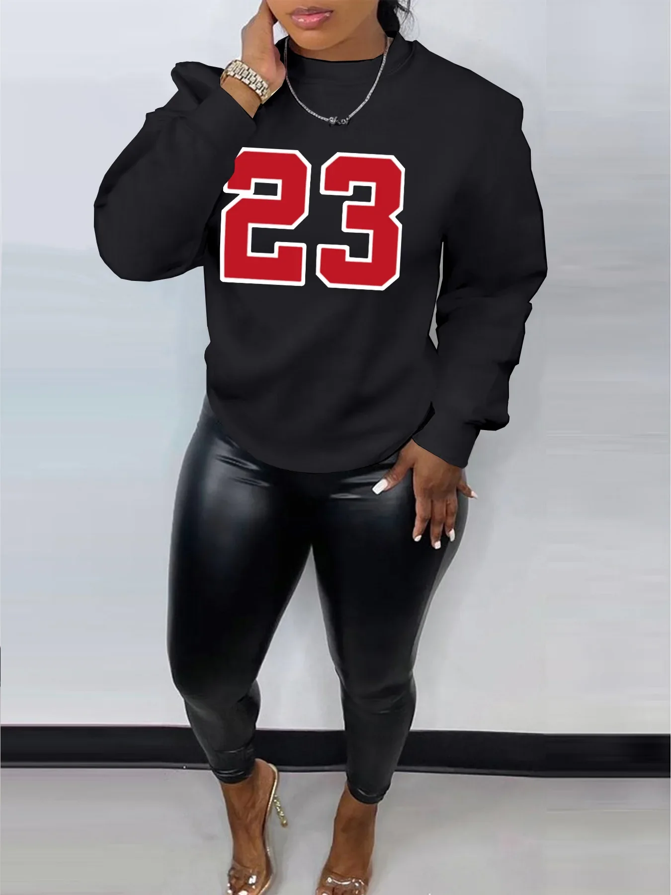 Women's Autumn Winter Sweaters  Black Loose Plus Size - Image 6