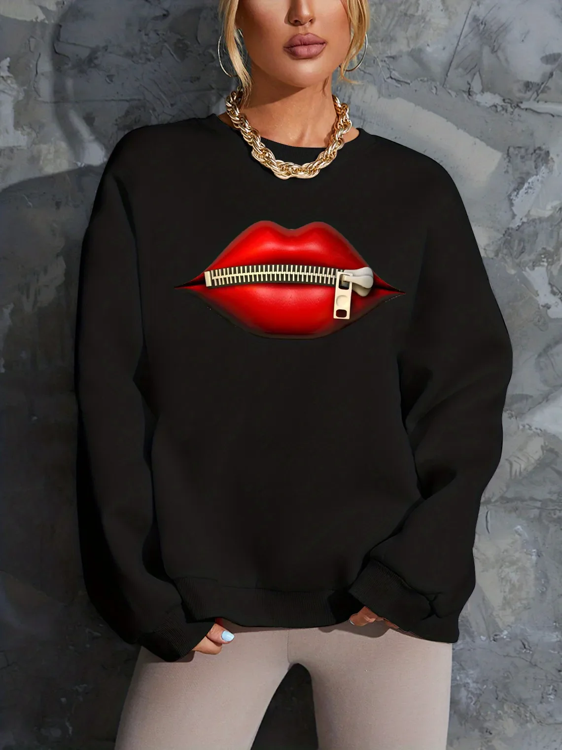 Women's Autumn Winter Sweaters  Black Loose Plus Size - Image 7