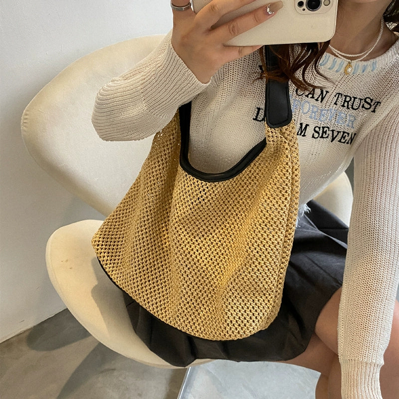 Women's Bag Niche Style Summer Easiest for Match Retro Straw Woven Bag - Image 4