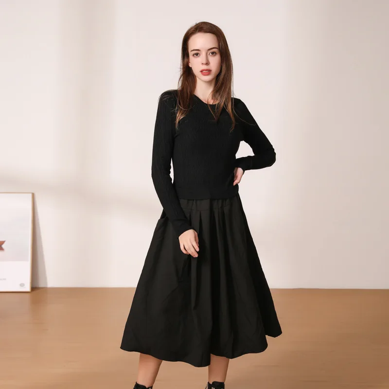 Women's Black One-Piece Sweater Dress Knitted Dresses Elegant and Pretty Young Ladies Knitwear Female Fashion 2023 - Image 4