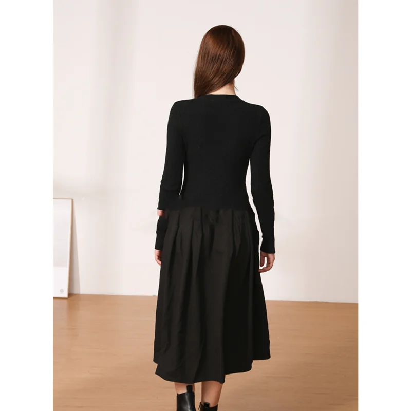Women's Black One-Piece Sweater Dress Knitted Dresses Elegant and Pretty Young Ladies Knitwear Female Fashion 2023 - Image 5