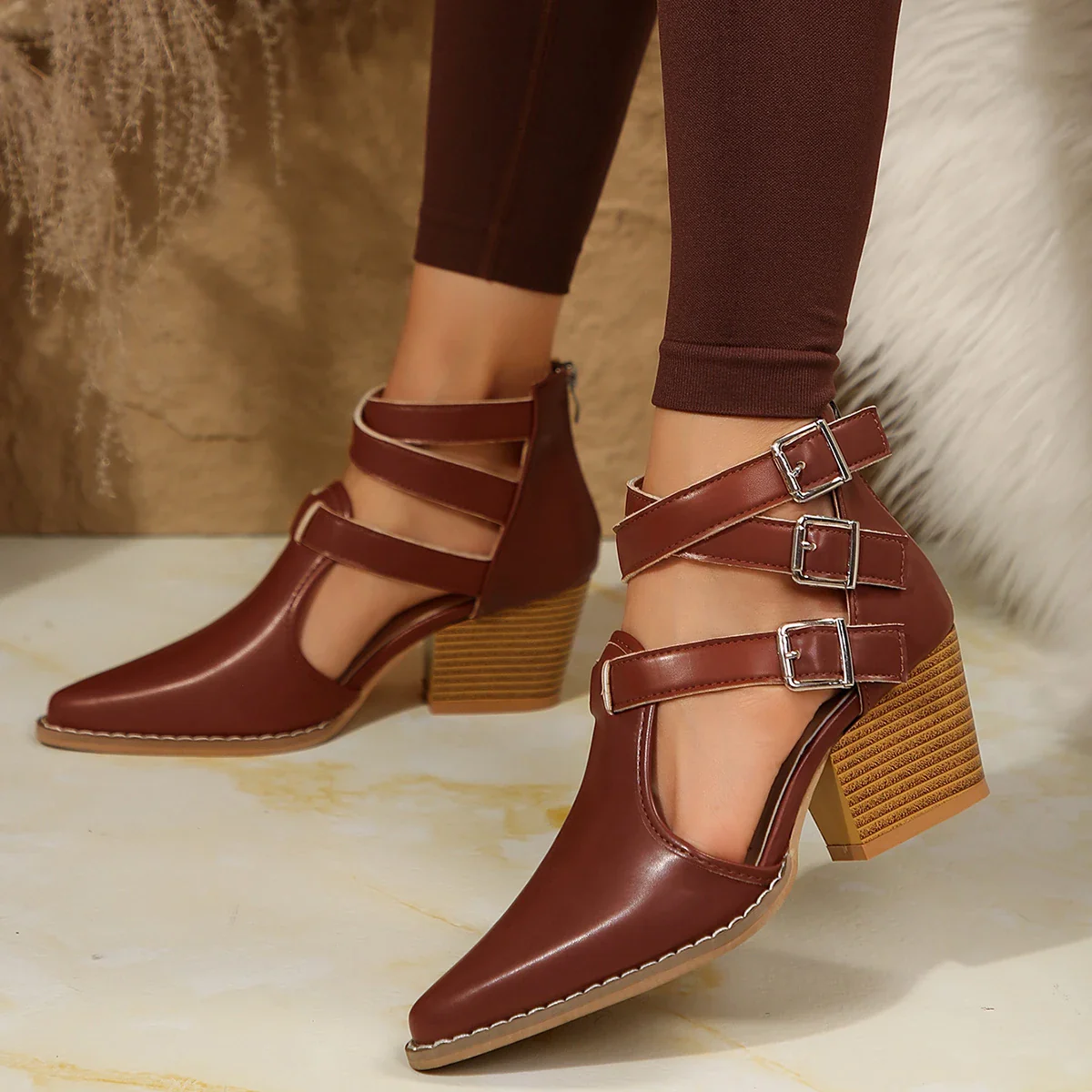 Women'S Boots Fashion Trend Women'S Fashionable And Casual Pointed Toe Ankle Boots Botas De Mujer En Oferta Envios Gratis - Image 3