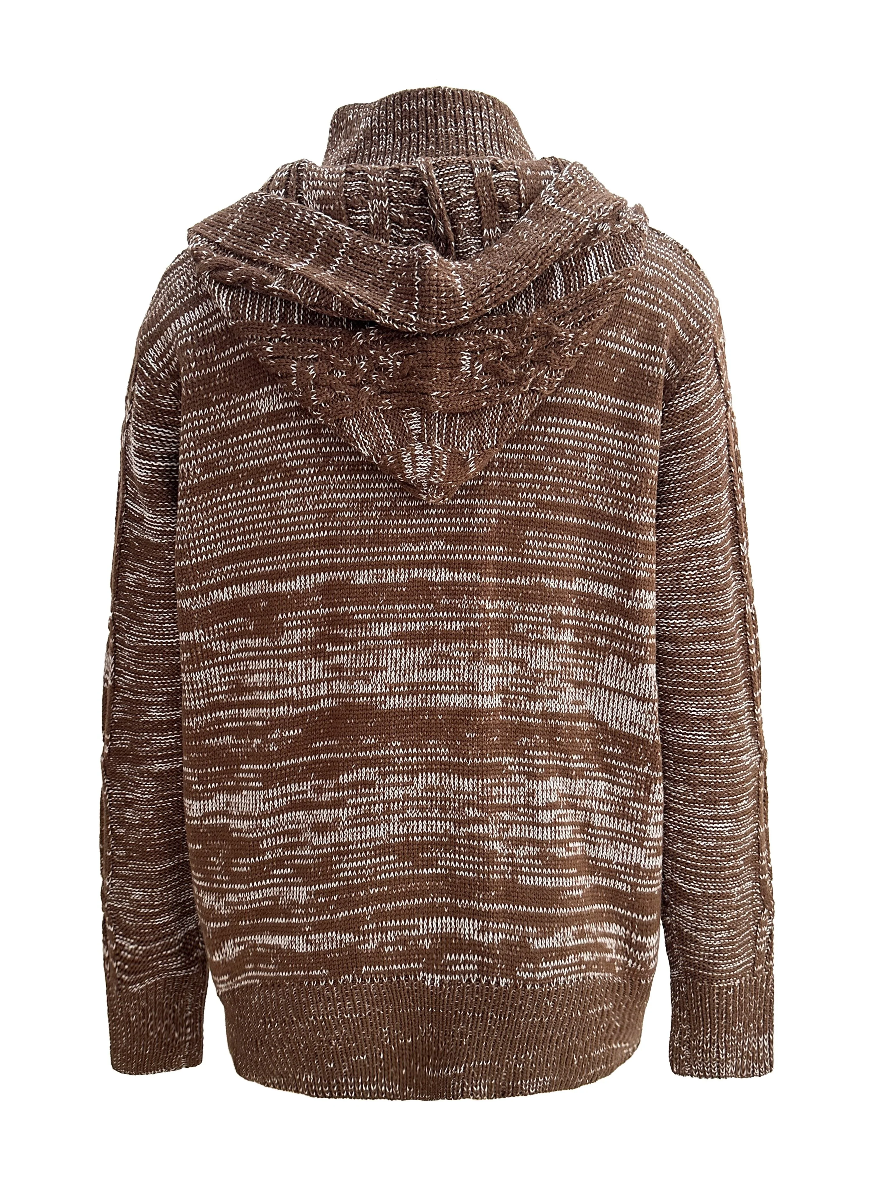 Women's Cable Knit Hooded Cardigan with Buttons and Pockets - Cozy Long Sleeve Sweater Coat for Casual Wear - Image 5
