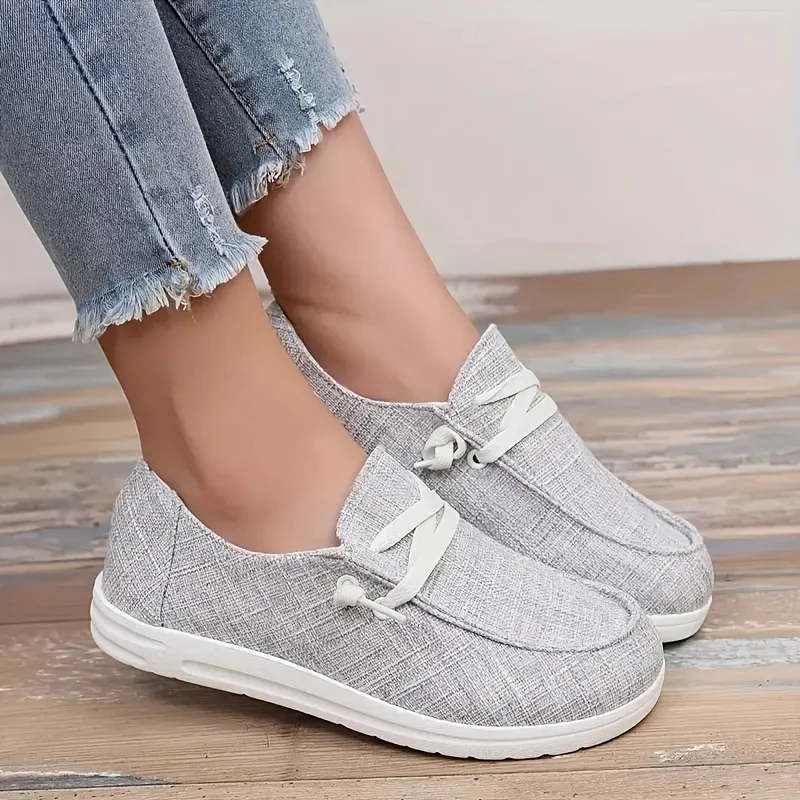 Womens Canvas Loafers - Comfortable Flat Lace-up Design - Breathable Solid Colors for Casual Walking - Perfect for Koningsdag Celebrations - Image 4