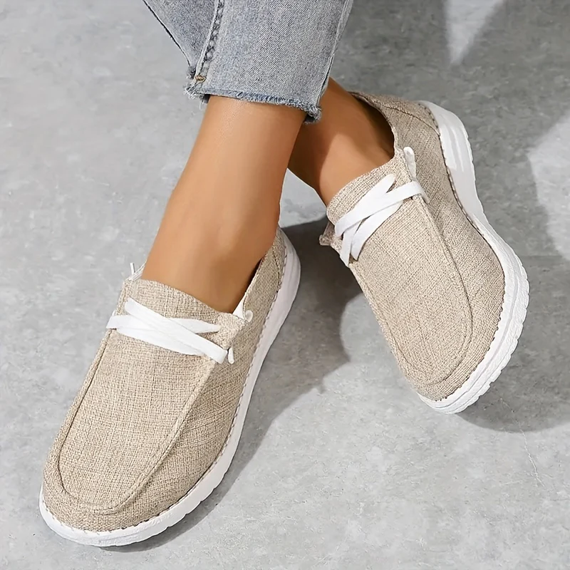 Womens Canvas Loafers - Comfortable Flat Lace-up Design - Breathable Solid Colors for Casual Walking - Perfect for Koningsdag Celebrations - Image 5