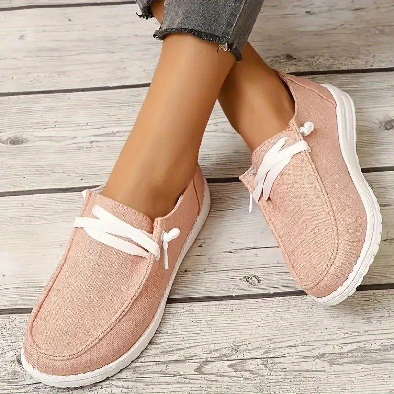 Womens Canvas Loafers - Comfortable Flat Lace-up Design - Breathable Solid Colors for Casual Walking - Perfect for Koningsdag Celebrations - Image 77