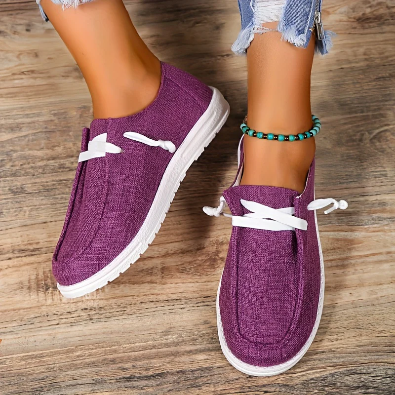 Womens Canvas Loafers - Comfortable Flat Lace-up Design - Breathable Solid Colors for Casual Walking - Perfect for Koningsdag Celebrations - Image 8
