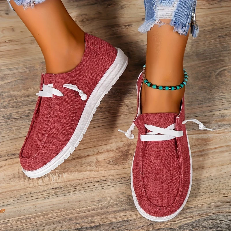 Womens Canvas Loafers - Comfortable Flat Lace-up Design - Breathable Solid Colors for Casual Walking - Perfect for Koningsdag Celebrations - Image 9