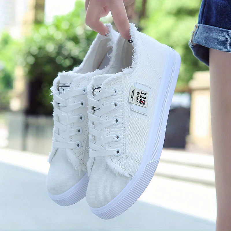 Women'S Casual Round Toe Solid Color Canvas Shoes, Small White, Flat Bottom, PVC Sole, Fabric Upper And Insole, Hand Wash, No Dry Clean, Spring, Autumn, All Season 2022 - Image 27