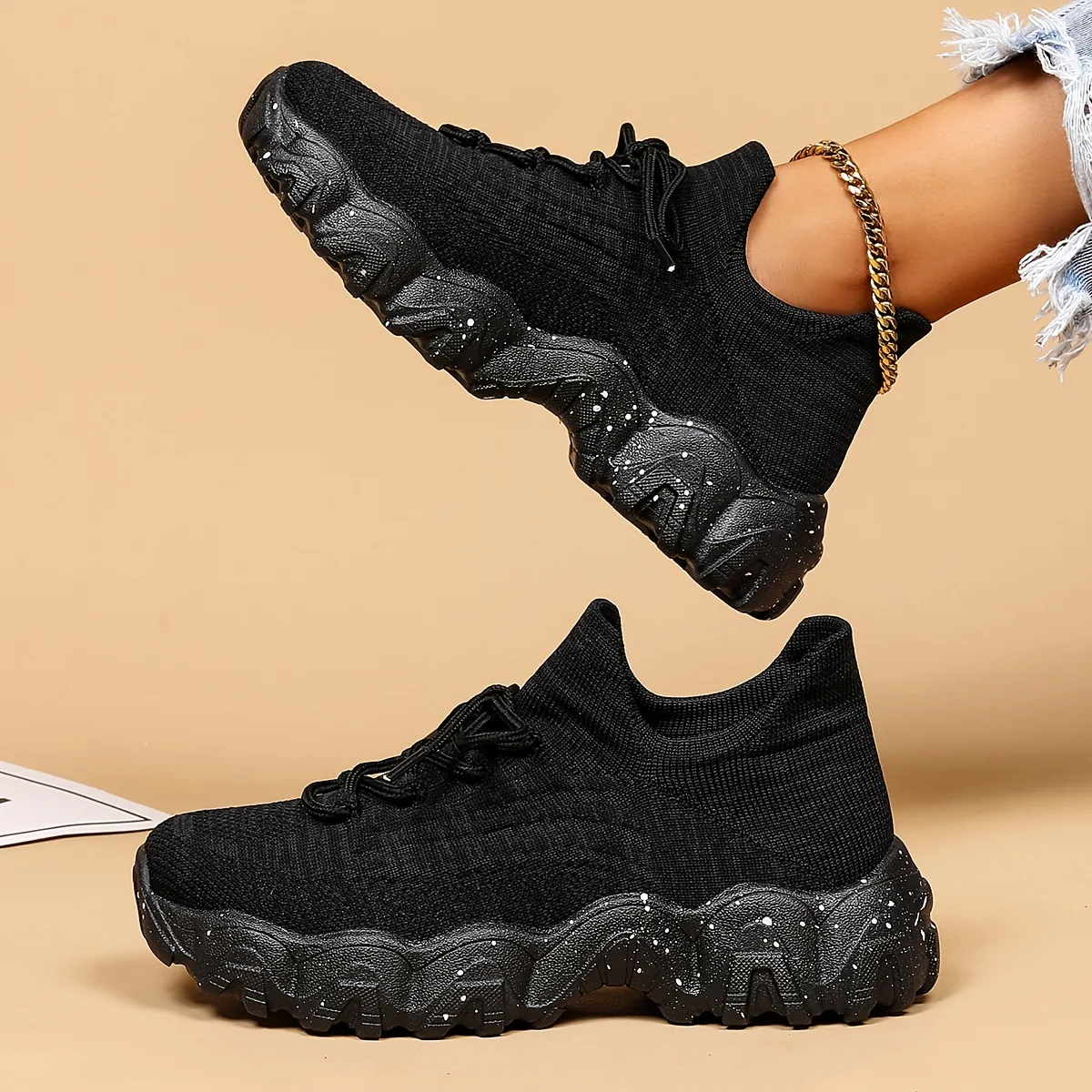 Women'S Casual Sports Sneakers, Striped Low Top Slip-On Shoes with Round Toe, Non-Slip Rubber Sole, Fabric Upper & Inner, All-Season Spring Footwear - Image 5