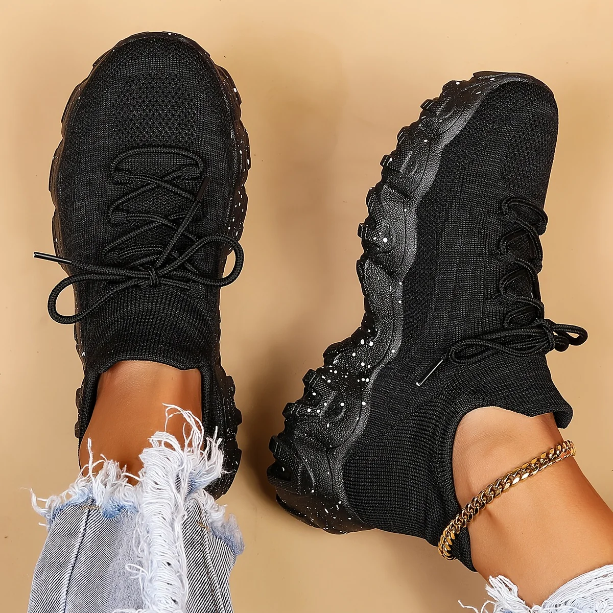 Women'S Casual Sports Sneakers, Striped Low Top Slip-On Shoes with Round Toe, Non-Slip Rubber Sole, Fabric Upper & Inner, All-Season Spring Footwear - Image 6