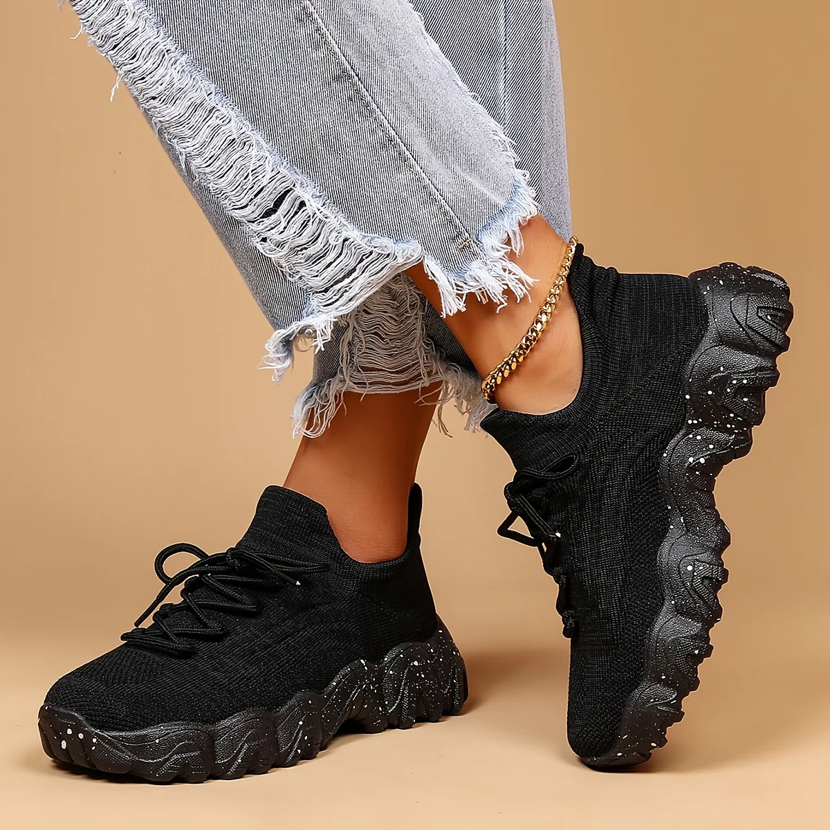 Women'S Casual Sports Sneakers, Striped Low Top Slip-On Shoes with Round Toe, Non-Slip Rubber Sole, Fabric Upper & Inner, All-Season Spring Footwear - Image 7