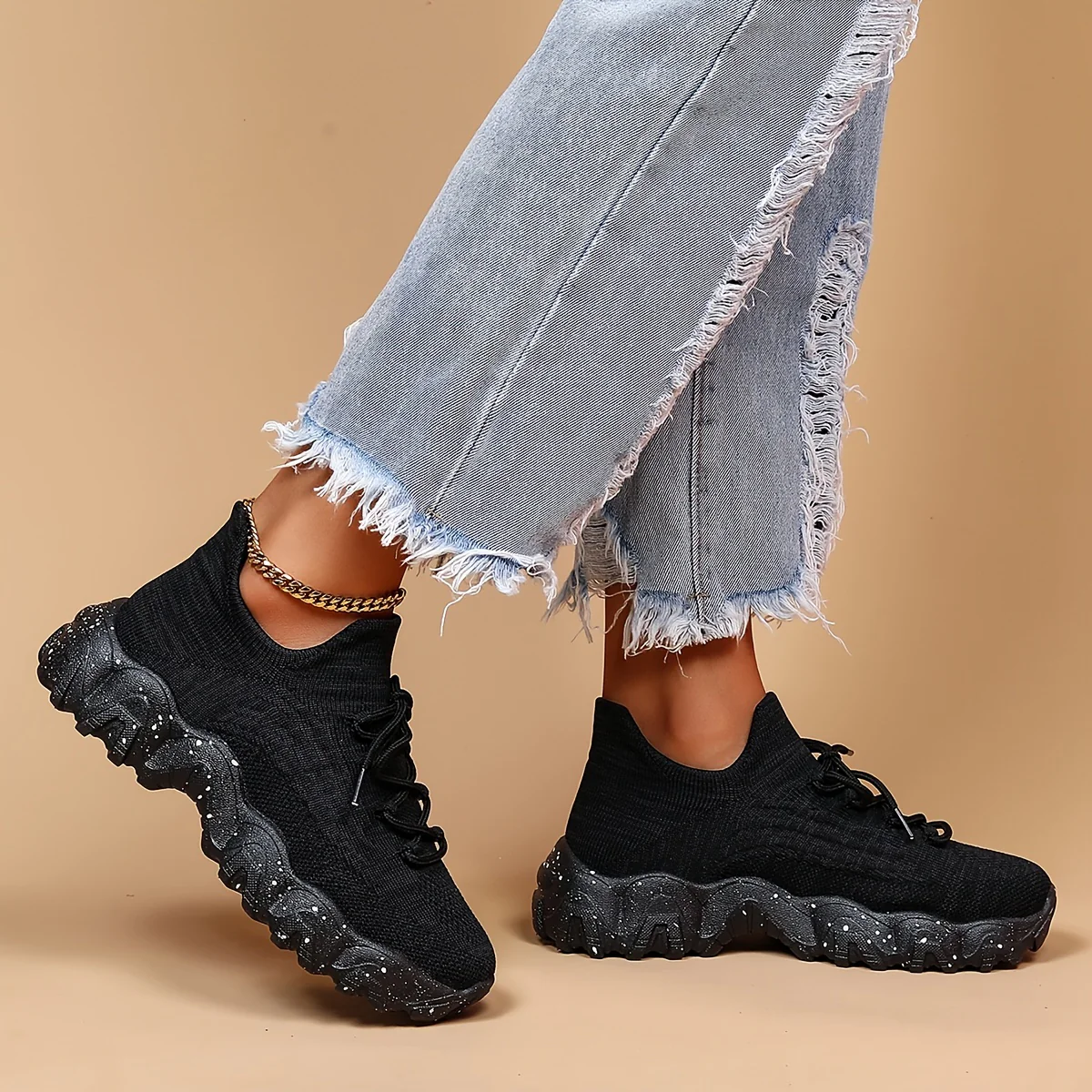 Women'S Casual Sports Sneakers, Striped Low Top Slip-On Shoes with Round Toe, Non-Slip Rubber Sole, Fabric Upper & Inner, All-Season Spring Footwear - Image 8
