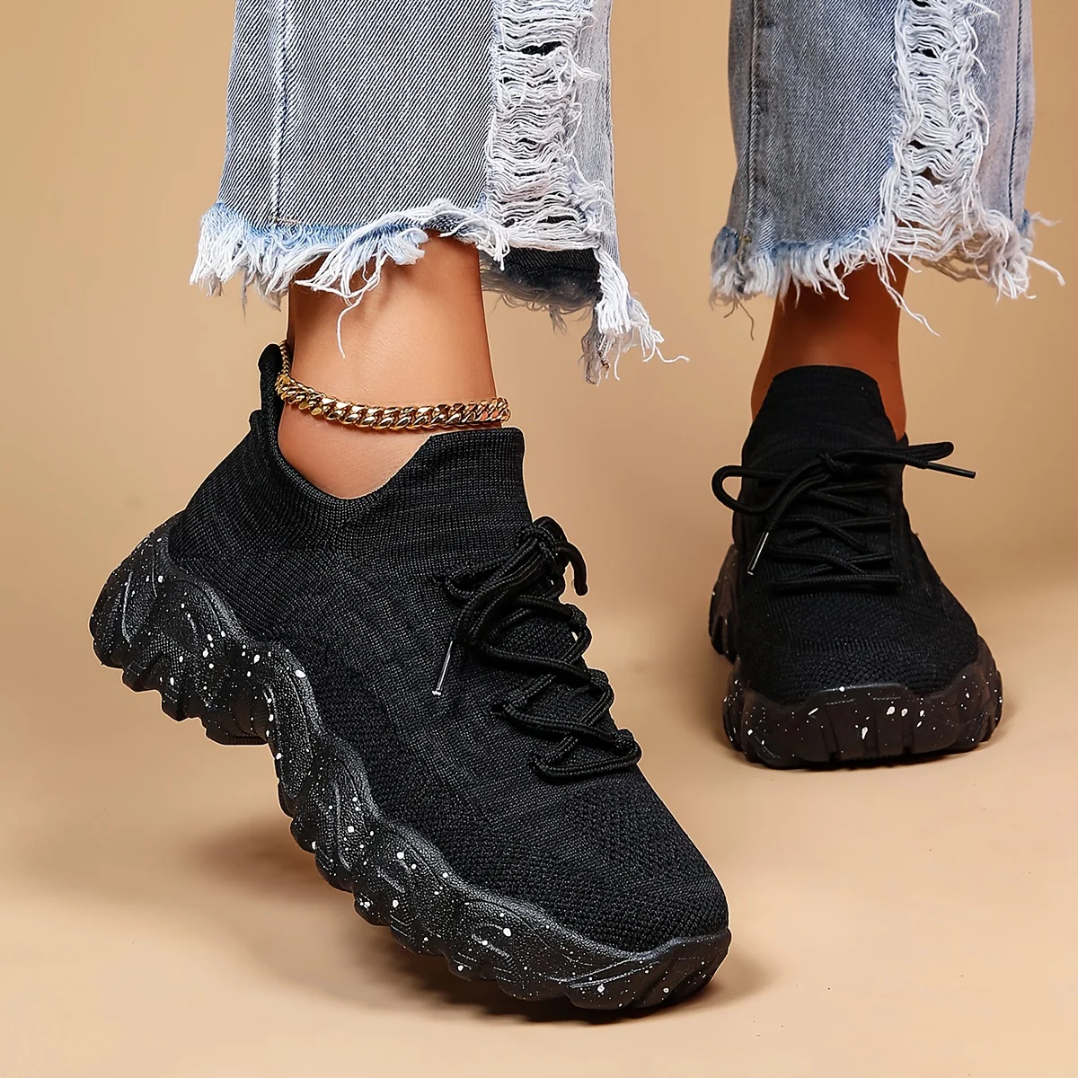 Women'S Casual Sports Sneakers, Striped Low Top Slip-On Shoes with Round Toe, Non-Slip Rubber Sole, Fabric Upper & Inner, All-Season Spring Footwear - Image 9