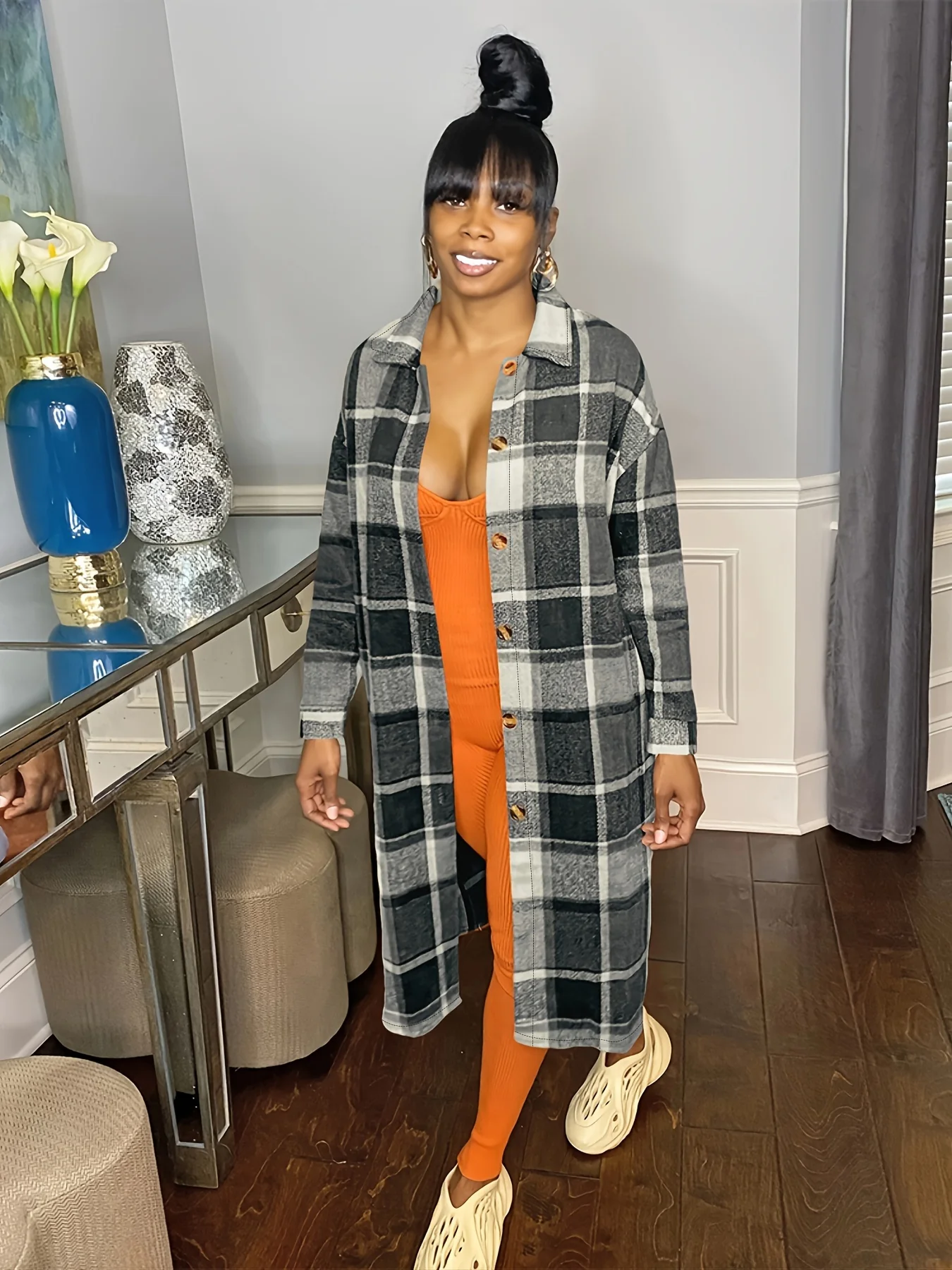 Women's Comfy Chic Plaid Shacket - Stretchy, Versatile, Easy-Care, Long Sleeve Layer for All Seasons - Image 2