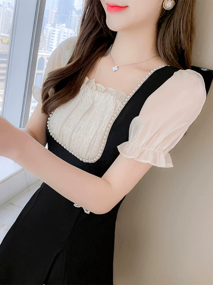 Women's Dress Summer Fashion Slim Looking Short Sleeve - Image 3