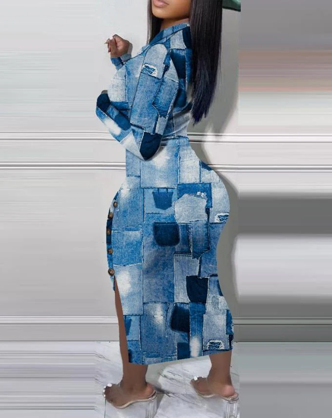 Sexy Women's Dresses 2022 Autumn Fashion Denim Look - Image 3
