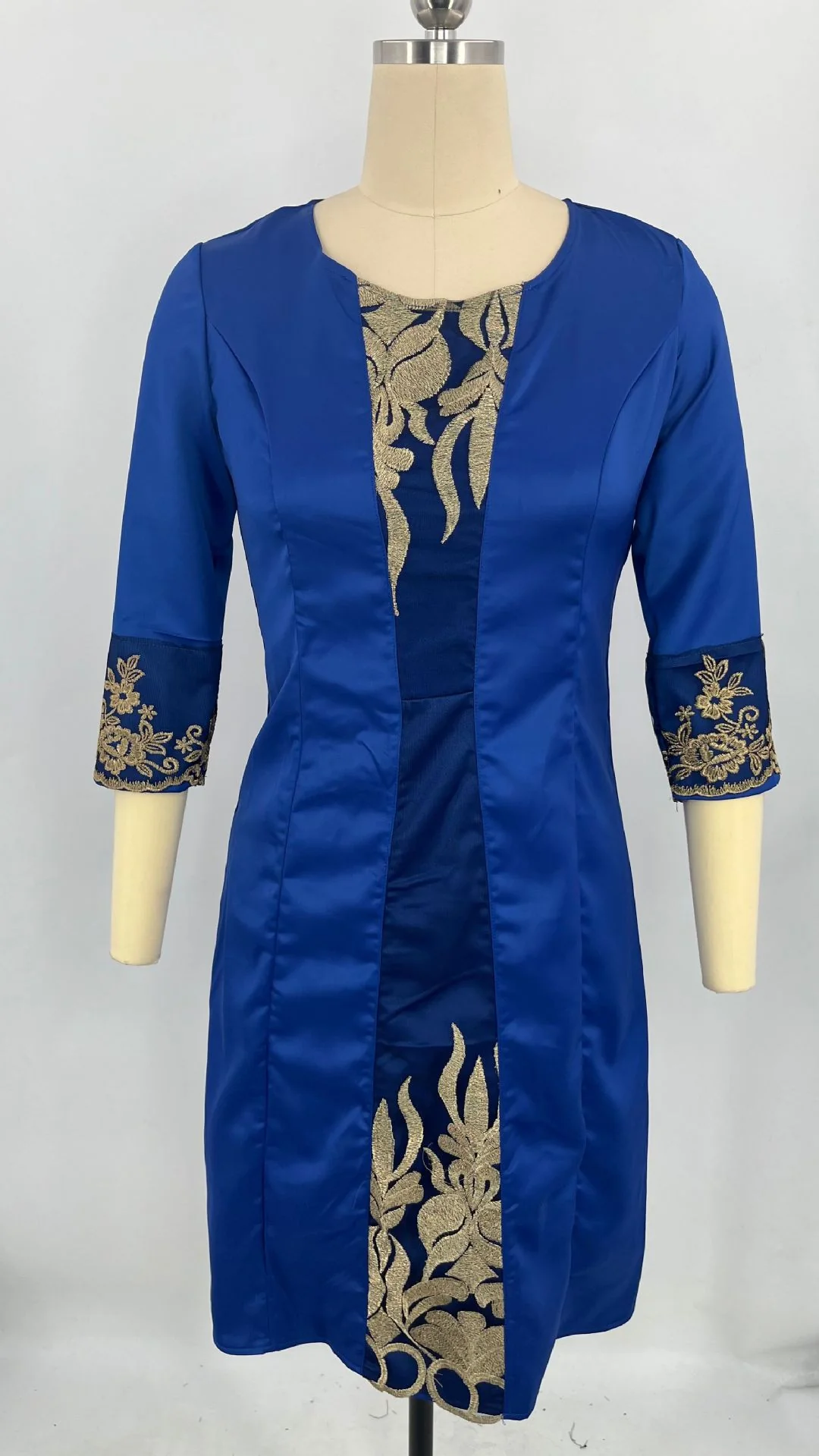 Women's Elegant Dress 2023 New Lace Stitching Dress Commuting Slim Party Dress Mesh Stitching Three-Quarter Sleeve Formal Dress - Image 7