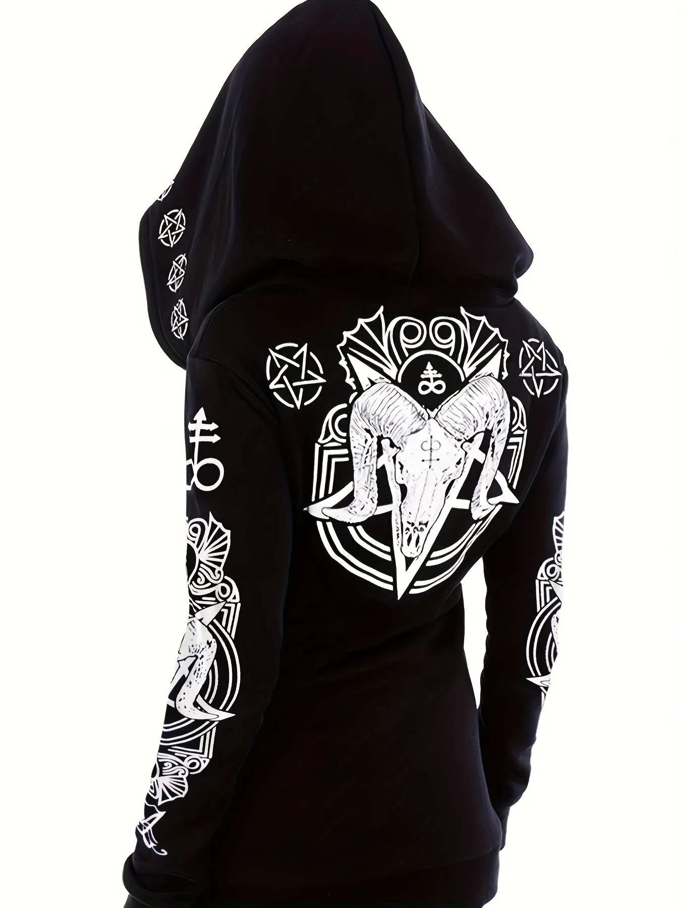 Women's Fashion Punk Style Geometric Print Zipper Sweatshirt - Image 2
