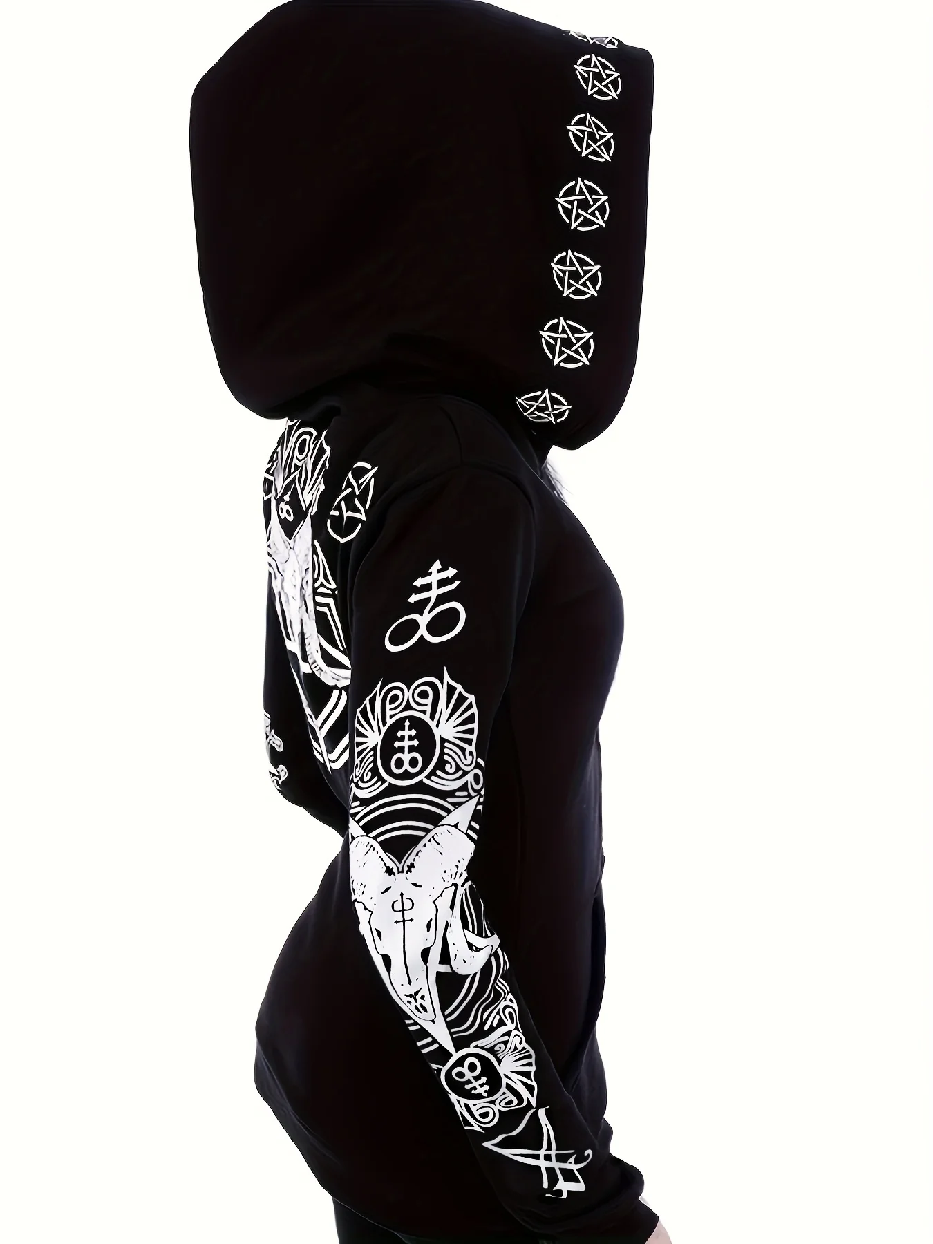 Women's Fashion Punk Style Geometric Print Zipper Sweatshirt - Image 3