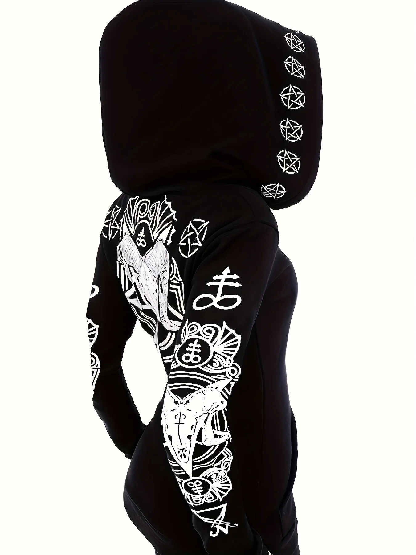 Women's Fashion Punk Style Geometric Print Zipper Sweatshirt - Image 4