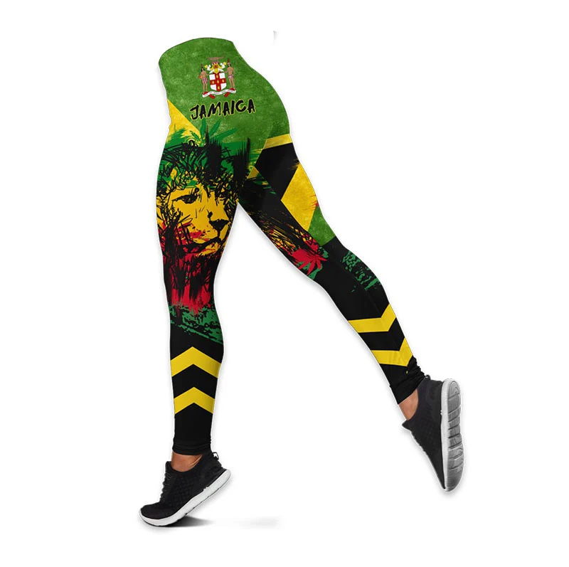 Women's Fashion Summer 3D Jamaica Combo Outfit Print Sleeveless Tank Top and Leggings - Image 10