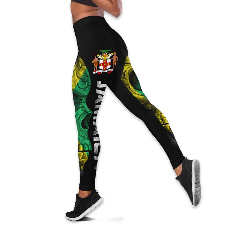 Women's Fashion Summer 3D Jamaica Combo Outfit Print Sleeveless Tank Top and Leggings - Image 3