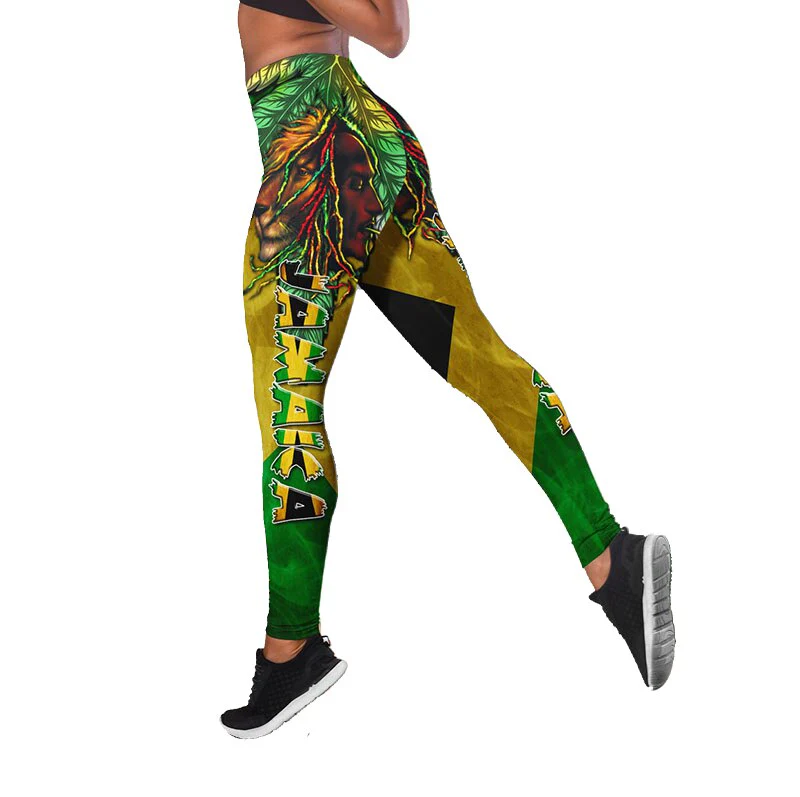 Women's Fashion Summer 3D Jamaica Combo Outfit Print Sleeveless Tank Top and Leggings - Image 7