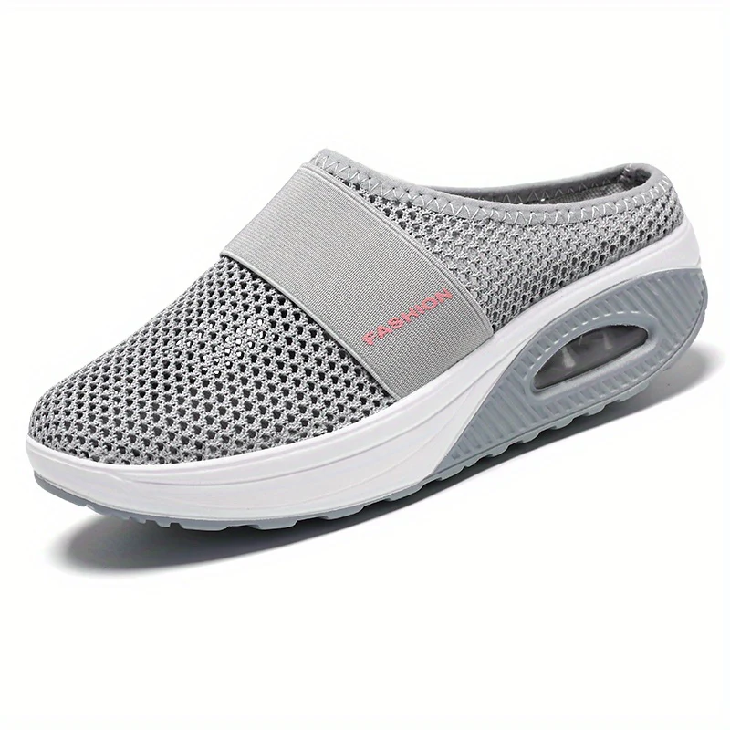 Women's Flying Woven Mesh Sandals, Casual Air Cushion Sole Mules, Breathable & Lightweight Mule Sneakers - Image 13