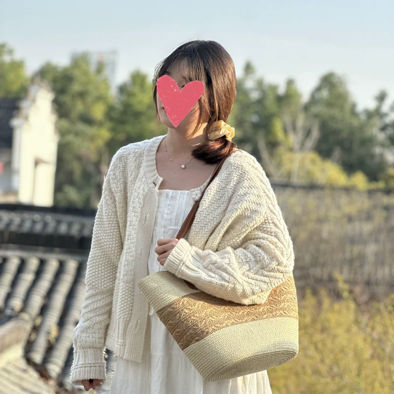 Women's French Beach Bag Satchel Straw Woven Bag - Image 15