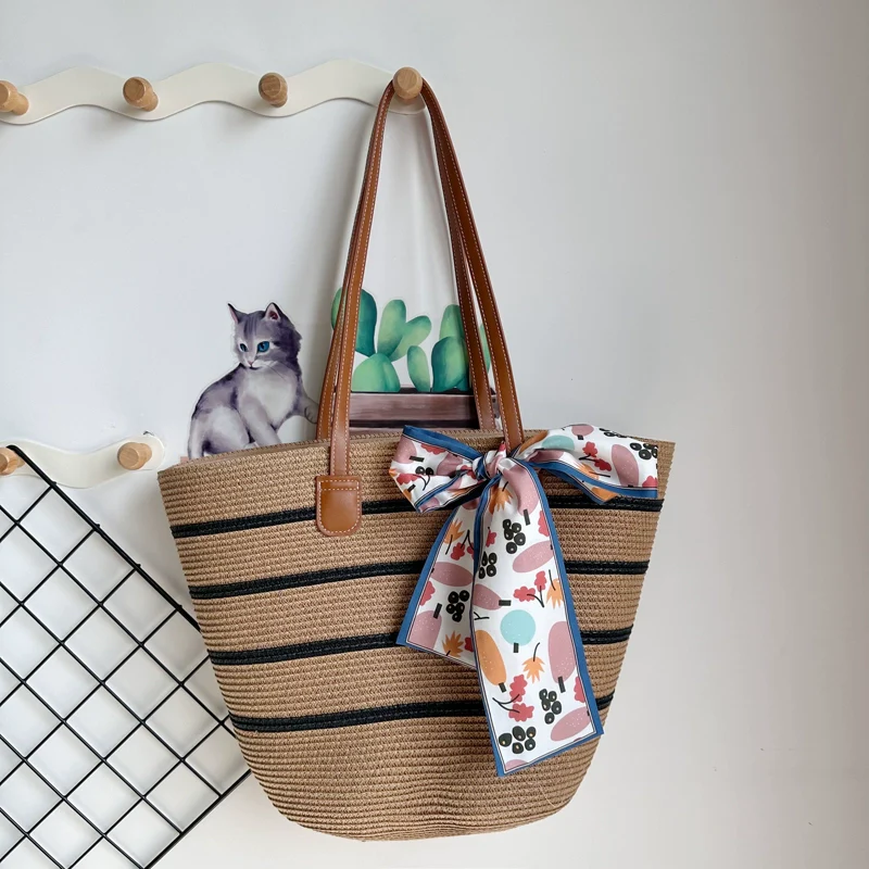 Women's French Beach Bag Satchel Straw Woven Bag - Image 27