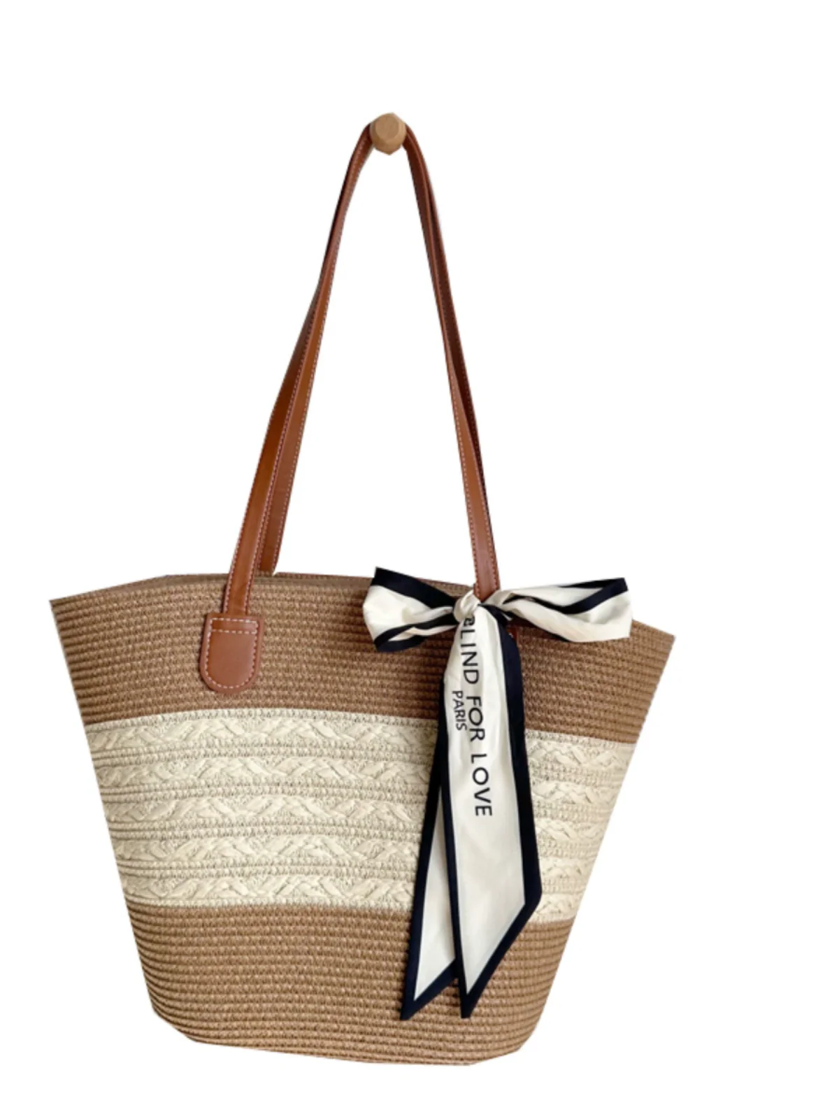 Women's French Beach Bag Satchel Straw Woven Bag - Image 5